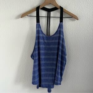 Nike Elastika Elevate Logo T-Back Tank Blue Stripe Lightweight Medium